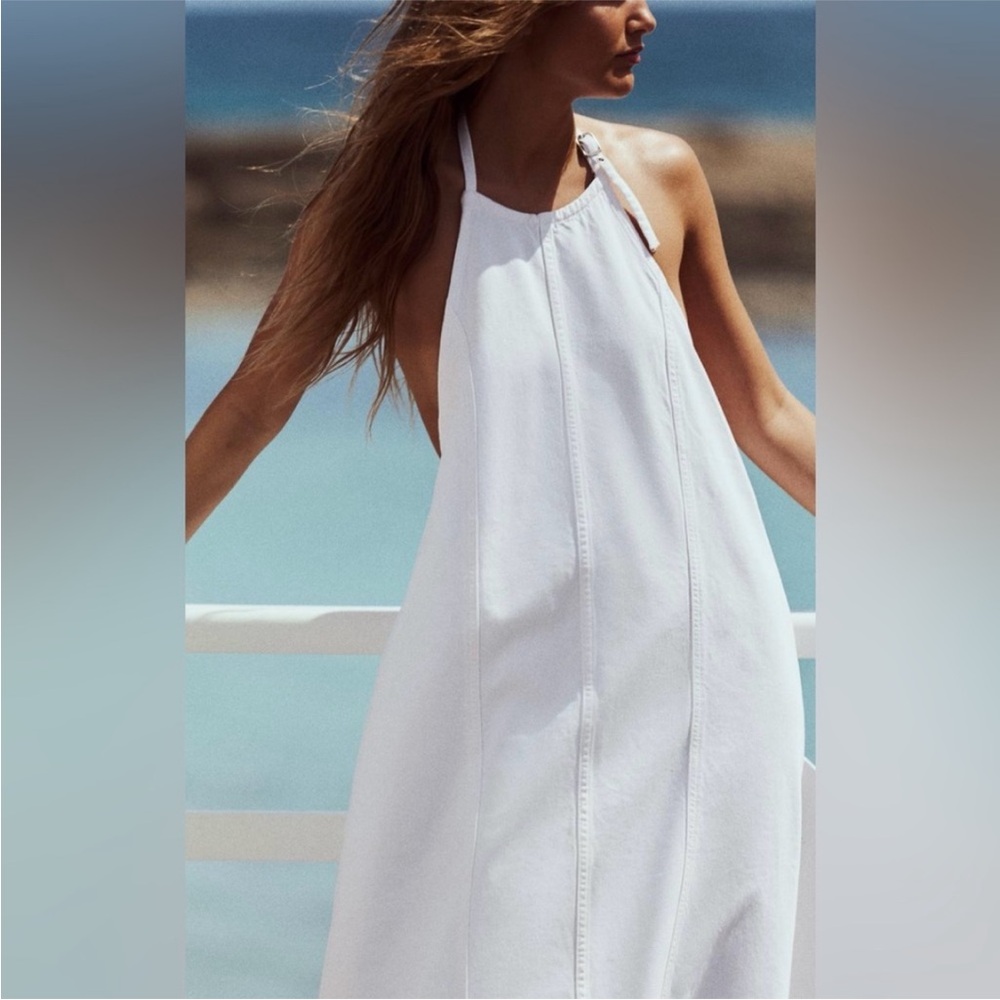 Zara Elegant White Halter Dress XL